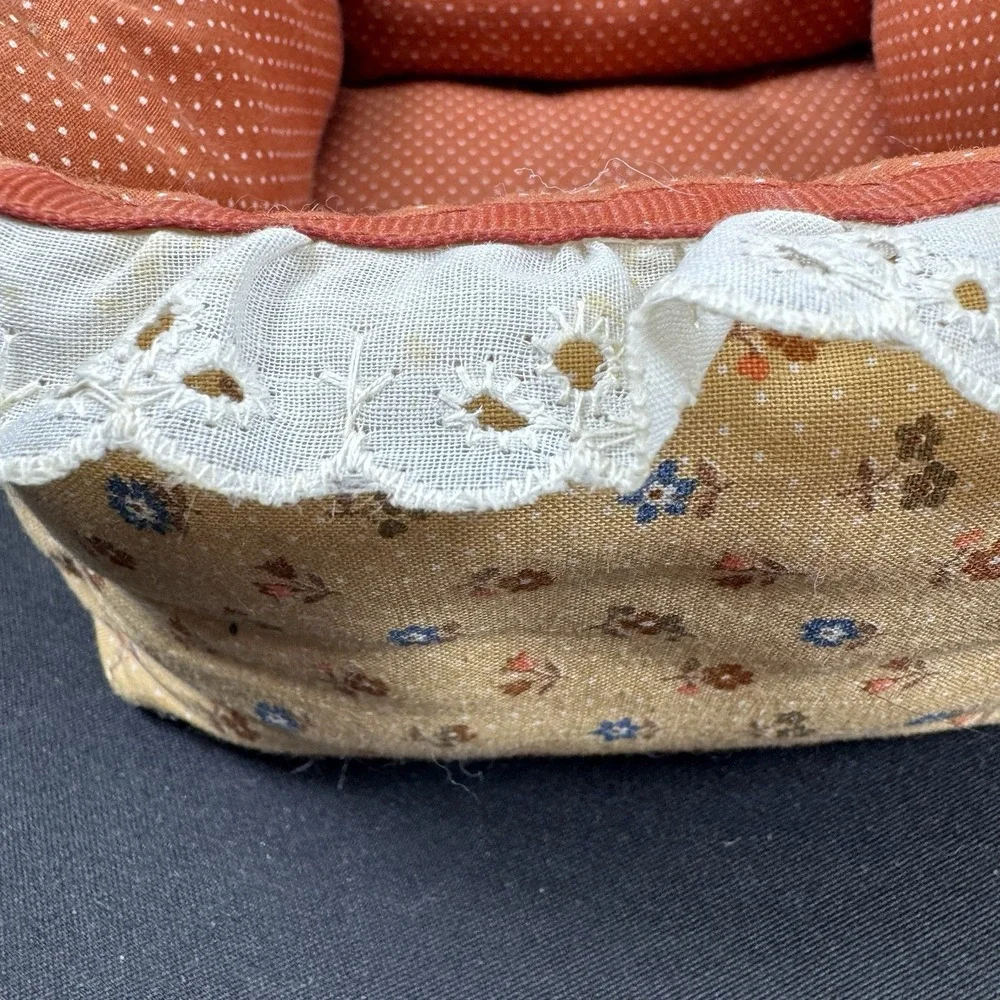 Vintage‎ Browns Floral Polka Dot Padded Basket